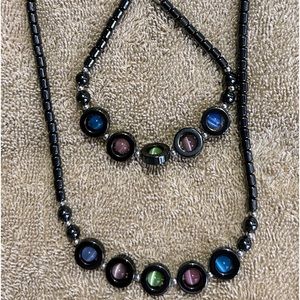 Beaded necklace with matching bracelet
